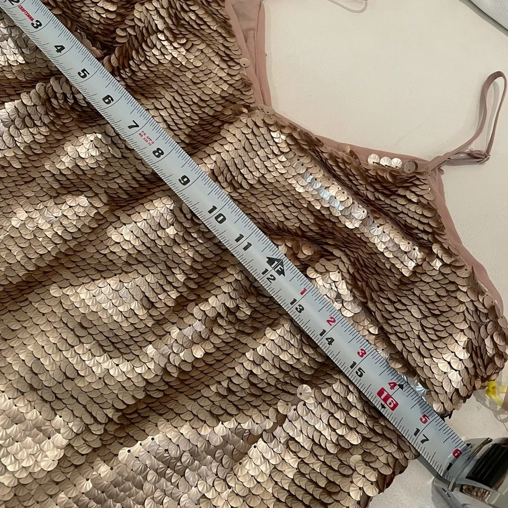 CECE Ostrich feather luxe gold sequin shift dress feather hem STUNNING NWT (10)
